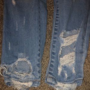 Ripped hem jeans
